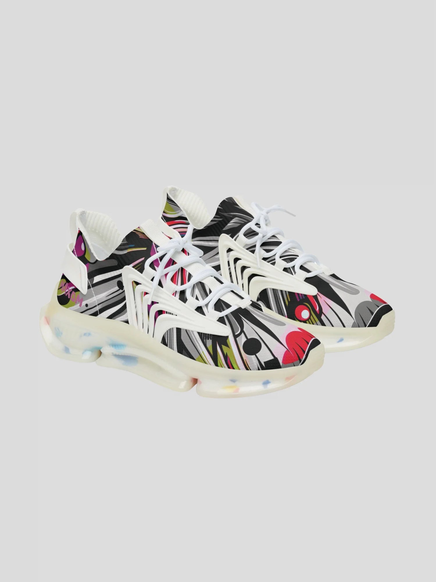 Women’s modern streetwear sneakers with bold abstract graphic pattern — MAXOMclo Women’s Footwear Collection