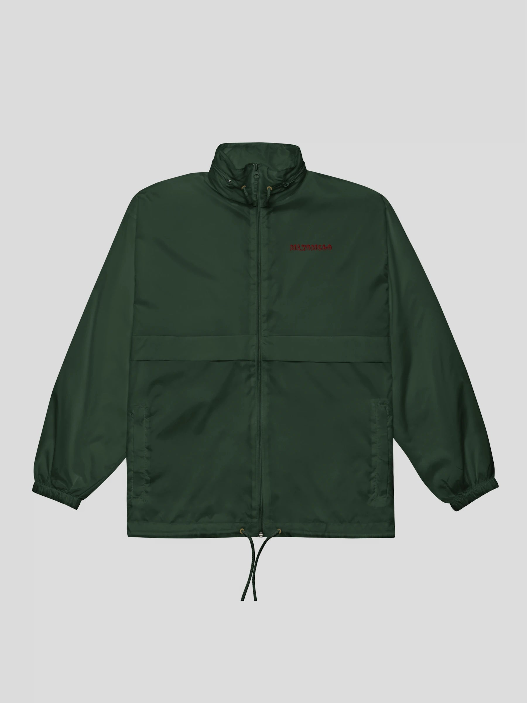 Front view of the forest green streetwear windbreaker jacket – water-repellent, windproof, and perfect for outdoor adventures.