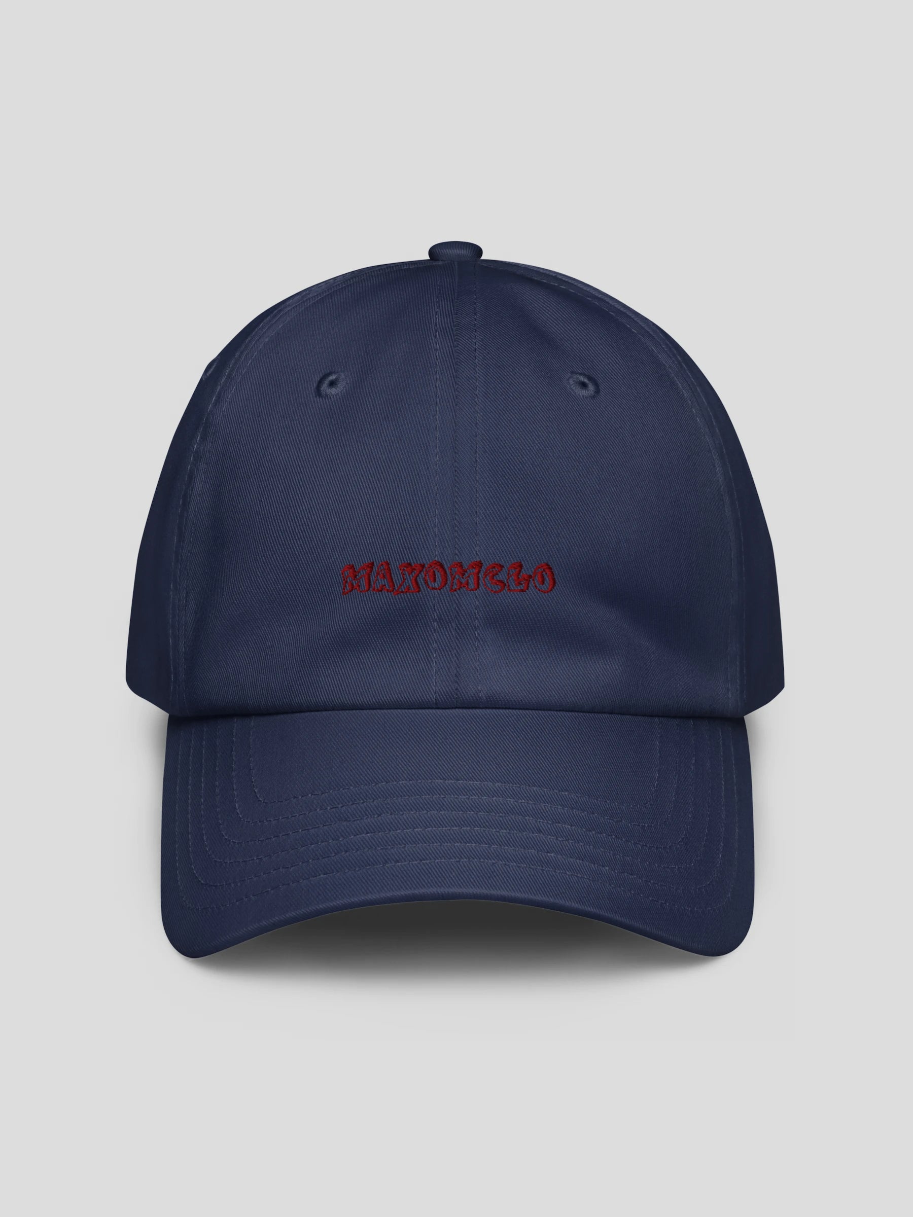 Front view of the navy minimalist urban fashion baseball cap featuring embroidered logo and low-profile 6-panel design.