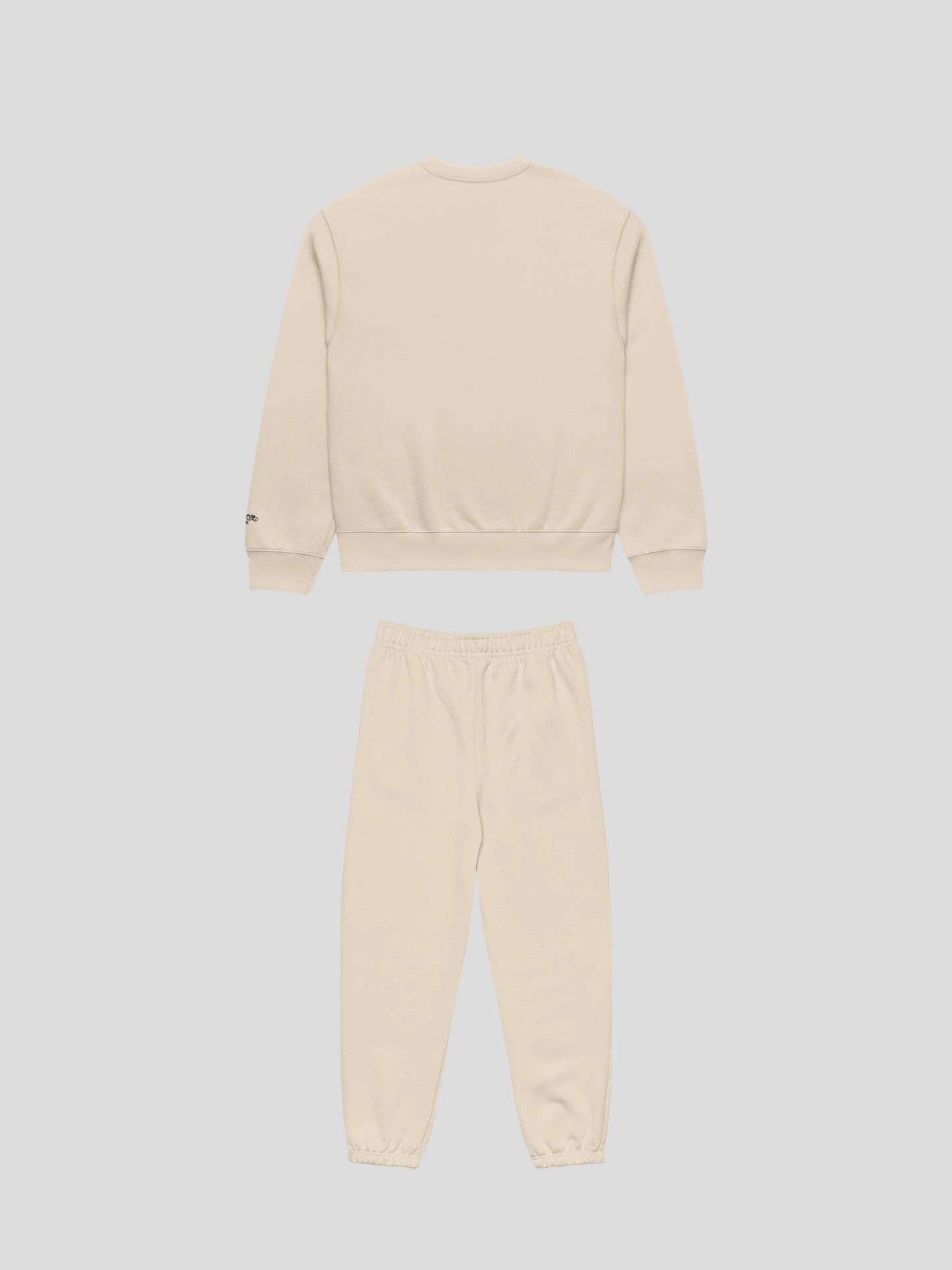 MAXOMclo ECHO beige streetwear set back view – luxury neutral tone crewneck and sweatpants