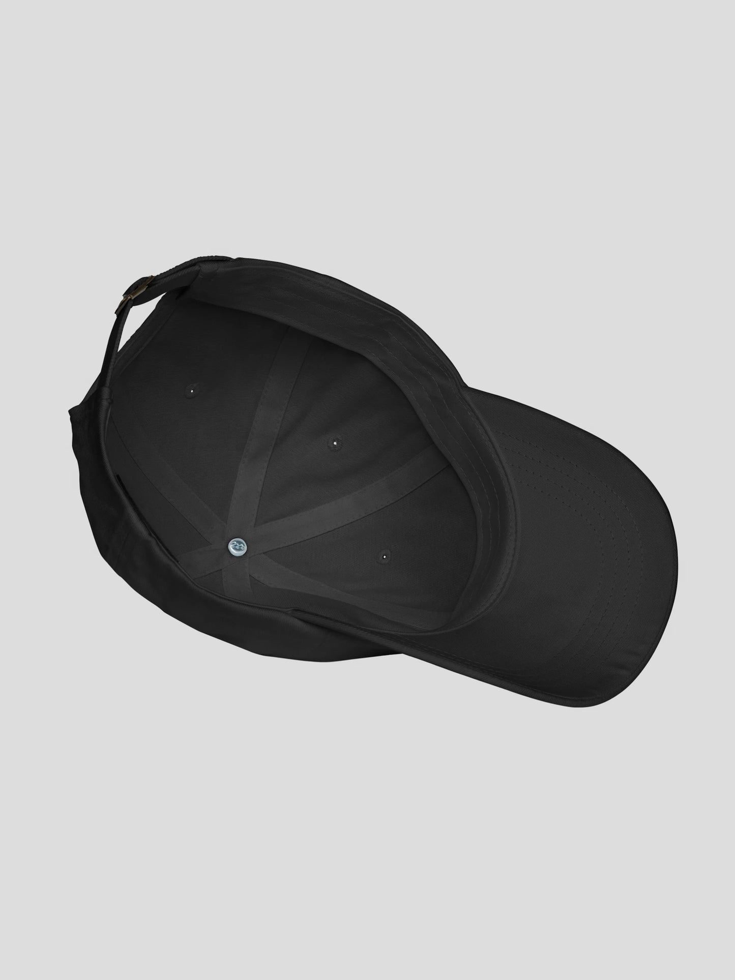 Close-up of the ECHO Black Designer Streetwear Cap highlighting 100% cotton twill texture and embroidery detail.