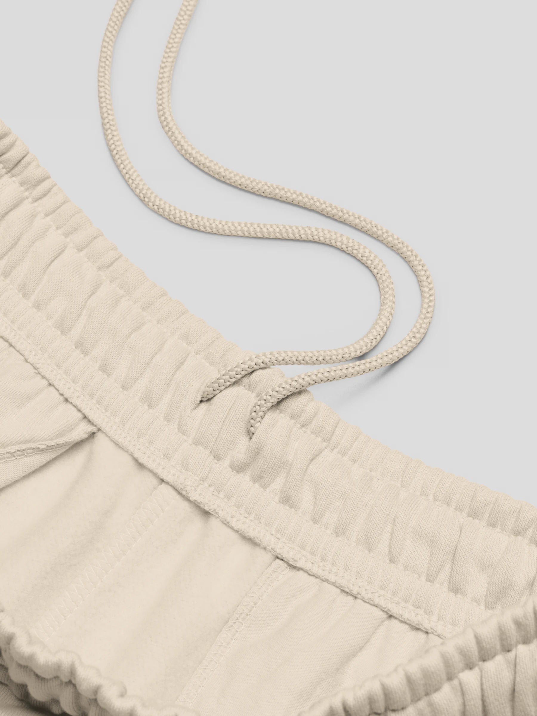 Drawstring detail of ECHO dust beige cotton joggers