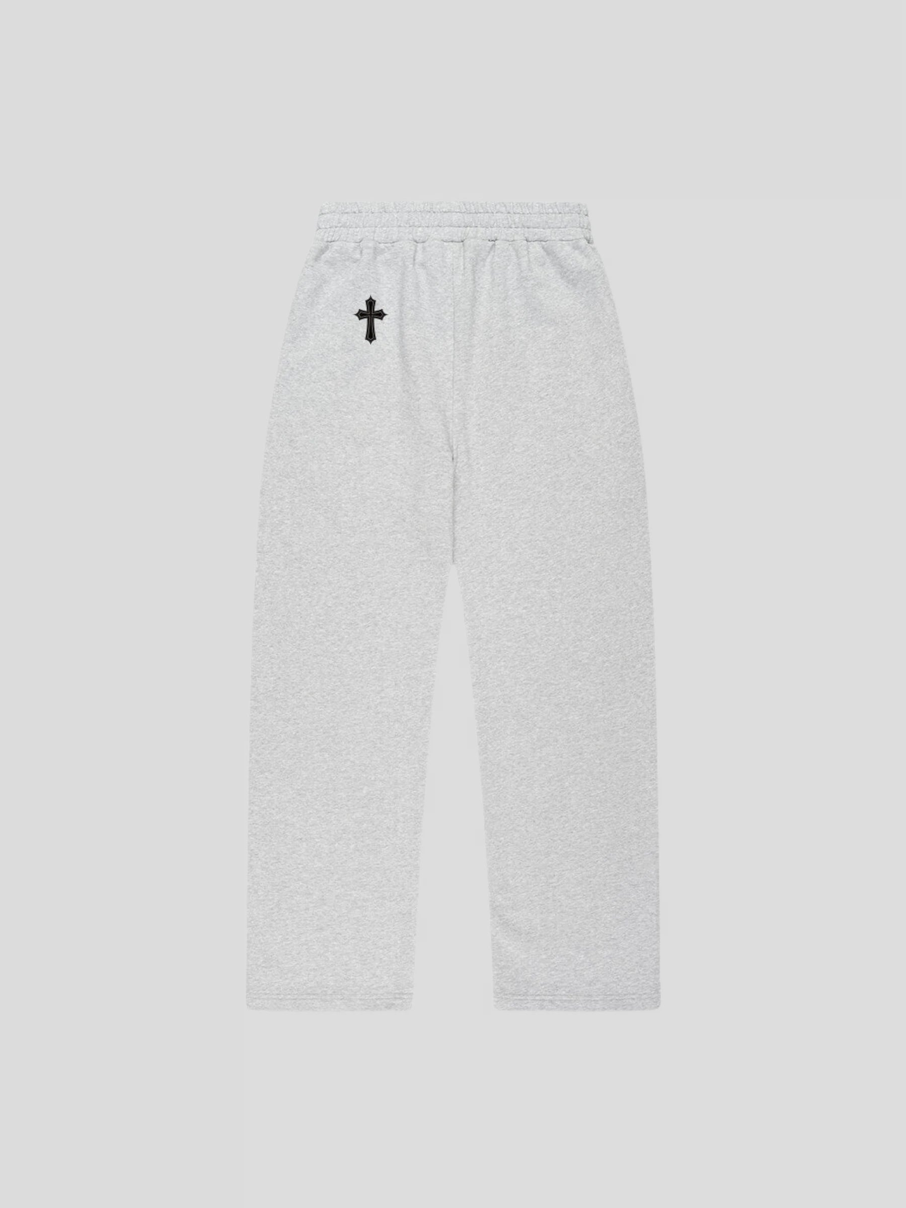 Back of the grey luxury oversized sweatpants by MAXOMclo – minimalist streetwear joggers crafted from 380 GSM cotton blend.