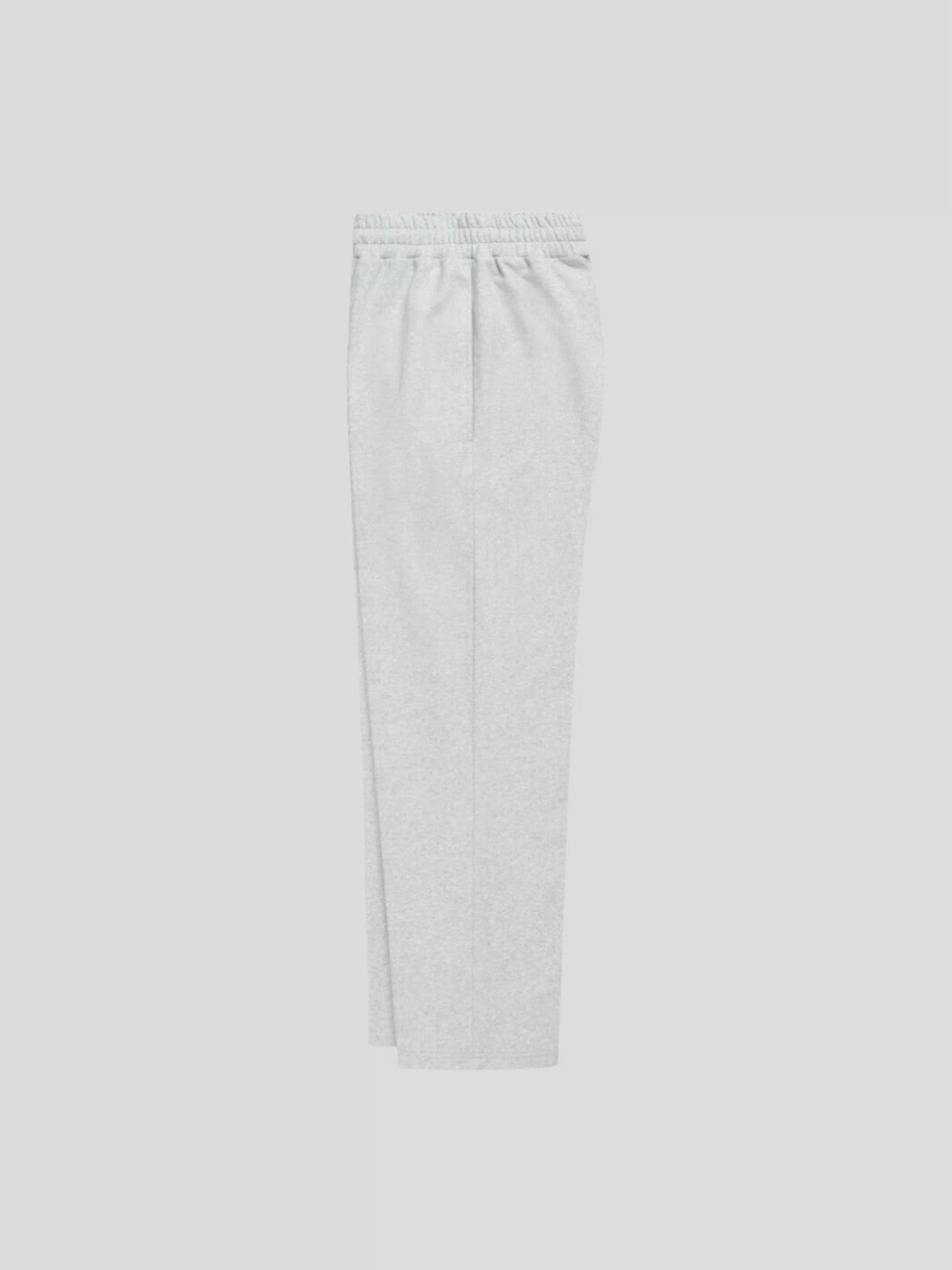 Left side view of the ELYSIUM baggy grey sweatpants showcasing relaxed oversized fit and premium heavyweight construction.