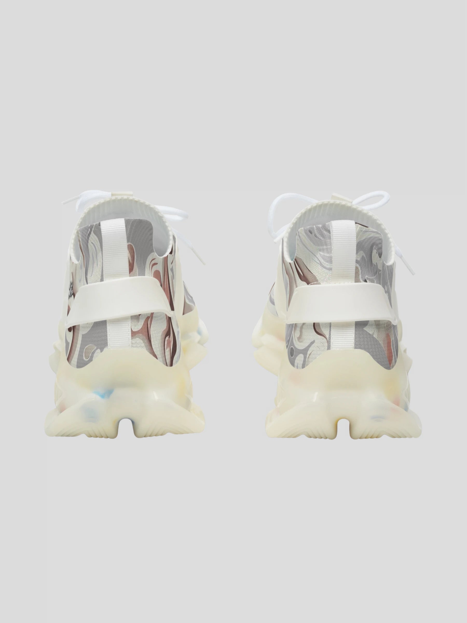 Rear design of MENS REMNANT. GHOST futuristic sneaker showing smooth light-toned finish