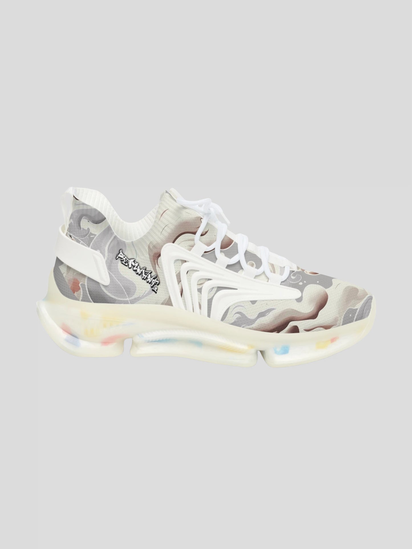 Outer right side MENS REMNANT. GHOST light grey smoke pattern sneaker with EVA sole