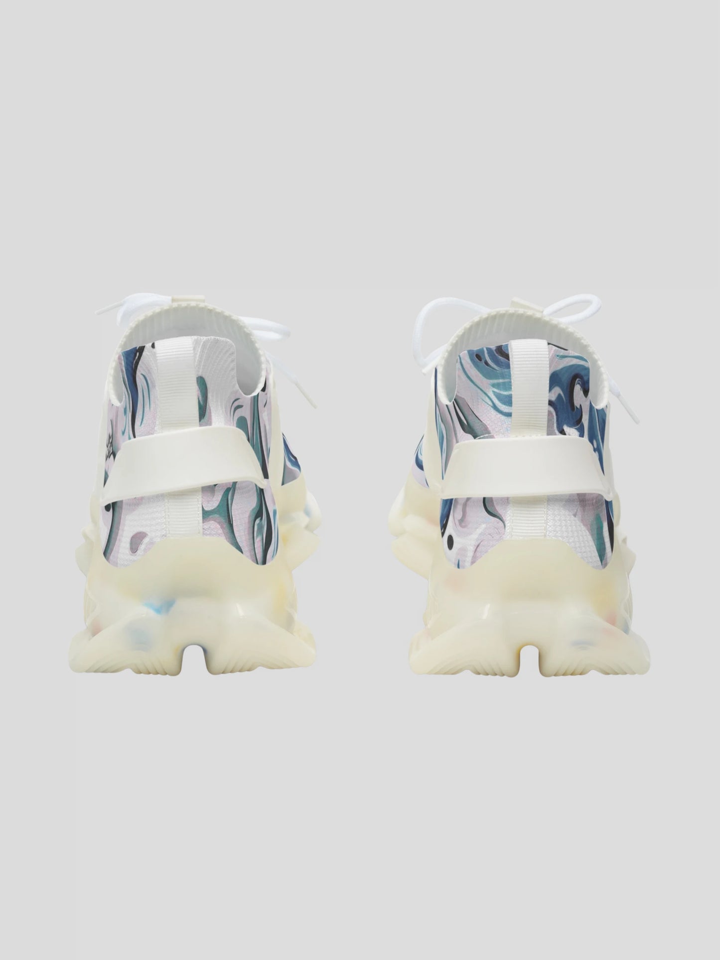 Rear view of MENS REMNANT. LUCID futuristic sneaker with white sole and gradient smoke look