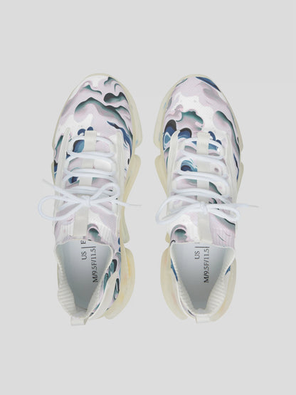Top view of MENS REMNANT. LUCID sneaker highlighting soft mesh and pastel smoke print