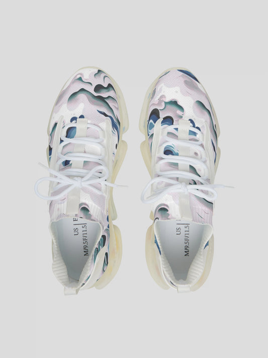 Top view of MENS REMNANT. LUCID sneaker highlighting soft mesh and pastel smoke print