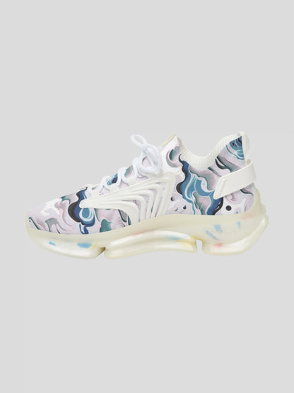 Inside right detail of LUCID sneaker with lightweight mesh and smoke art