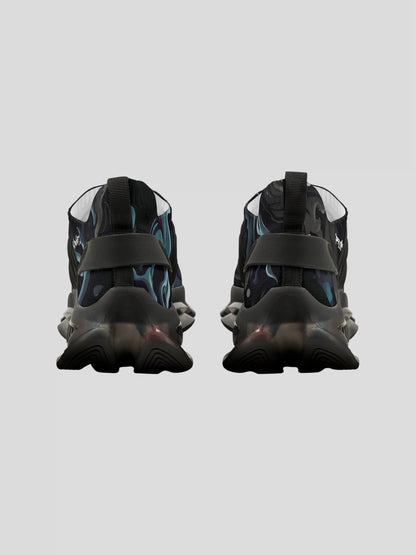 Back view of MENS REMNANT. PHANTOM futuristic streetwear sneaker with minimal smoke detailing