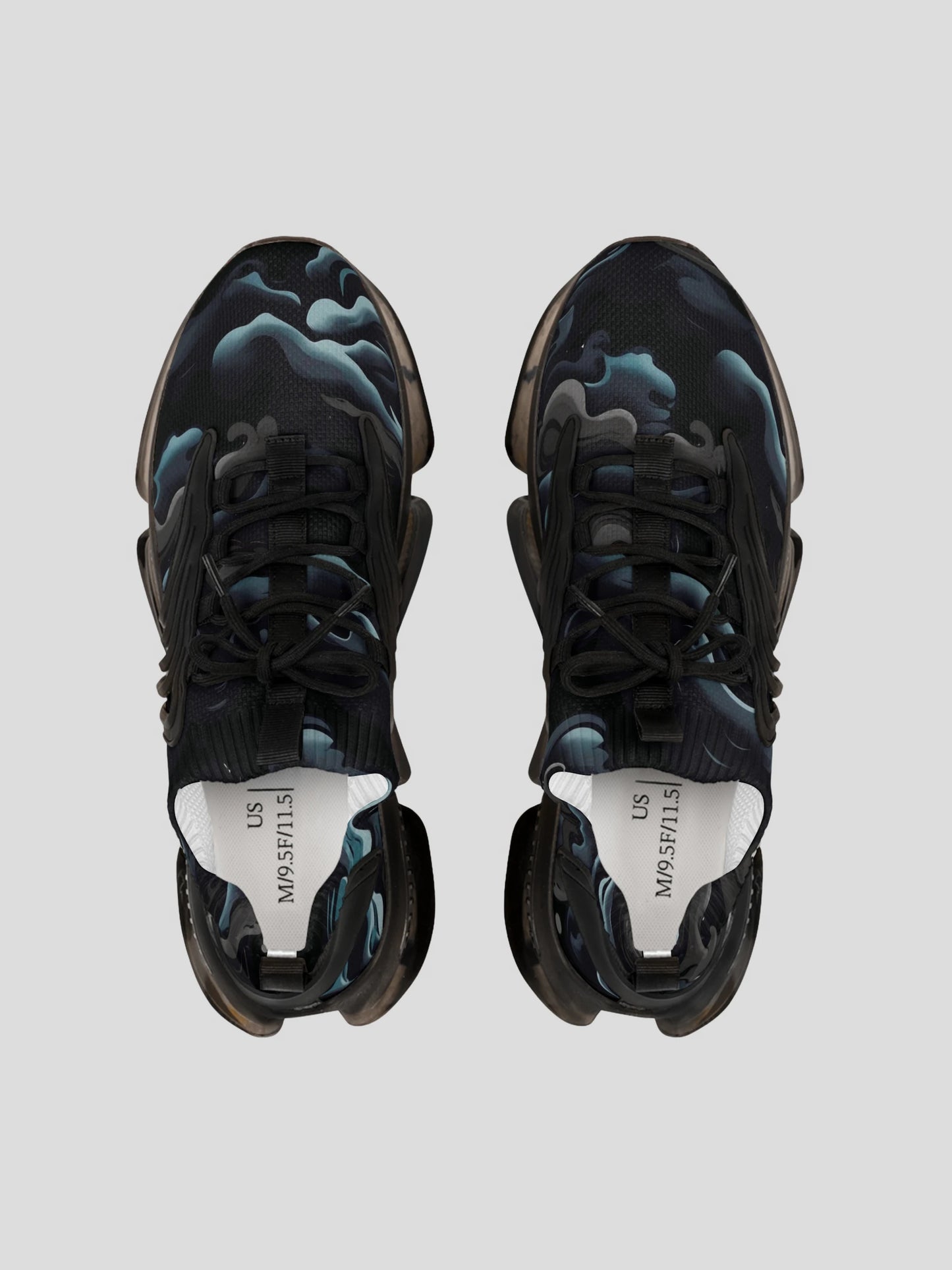 Top angle of MENS REMNANT. PHANTOM sneaker highlighting mesh texture and smoke print