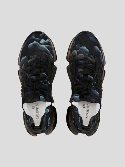 Top angle of MENS REMNANT. PHANTOM sneaker highlighting mesh texture and smoke print