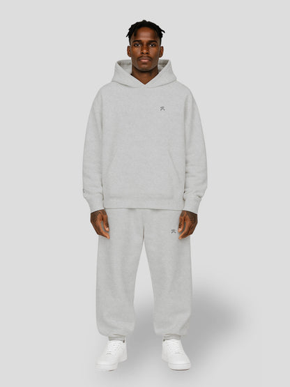 REMNANT. COLD THEORY.01 Grey Oversized Fleece Set – minimal unisex streetwear hoodie and sweatpants outfit made from heavyweight brushed fleece
