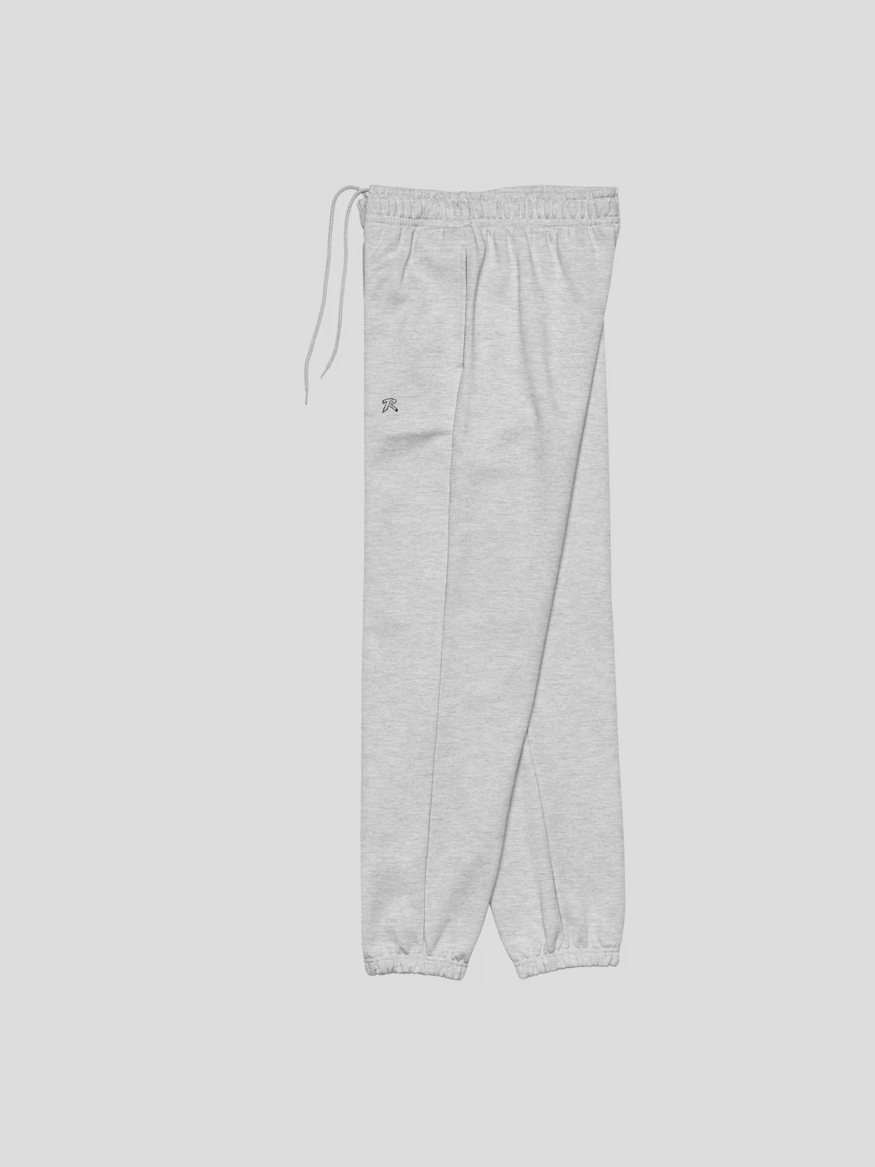 Left side angle of REMNANT. THEORY.01 SWEATS in COLD Grey – heavyweight fleece sweatpants for minimal streetwear looks