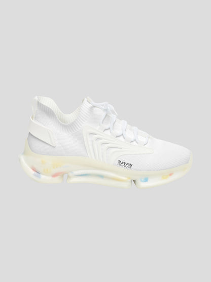 MAXOMclo SoulStride Men’s Sneakers White – outer view showcasing futuristic EVA sole and minimalist white design.