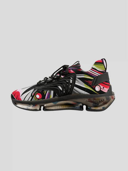Inside profile of SoulStride Women’s Sneakers Black – breathable and cushioned abstract print streetwear shoes.