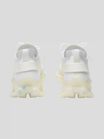 Rear view of MAXOMclo SoulStride Women’s White Sneakers – modern design with translucent color-accented sole.