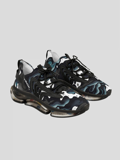 WOMENS REMNANT. FRACTURE sneaker – black and blue smoke design streetwear sneakers with EVA sole and memory foam