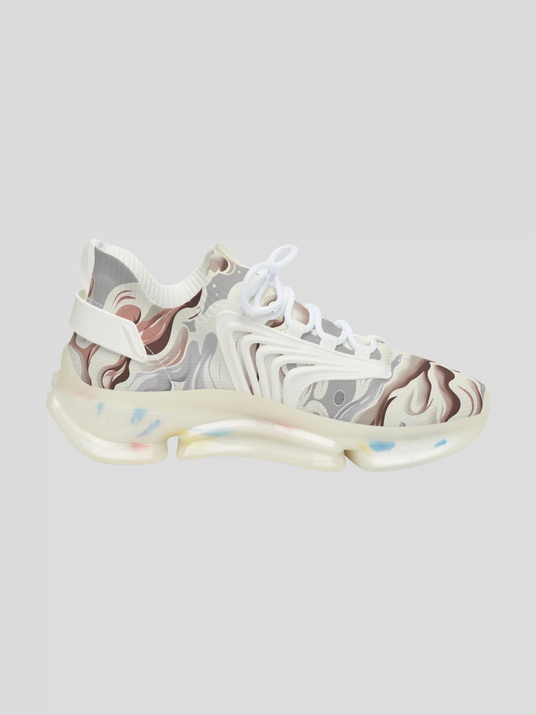 Inside left view of WOMENS REMNANT. GHOST sneaker with soft smoke gradient