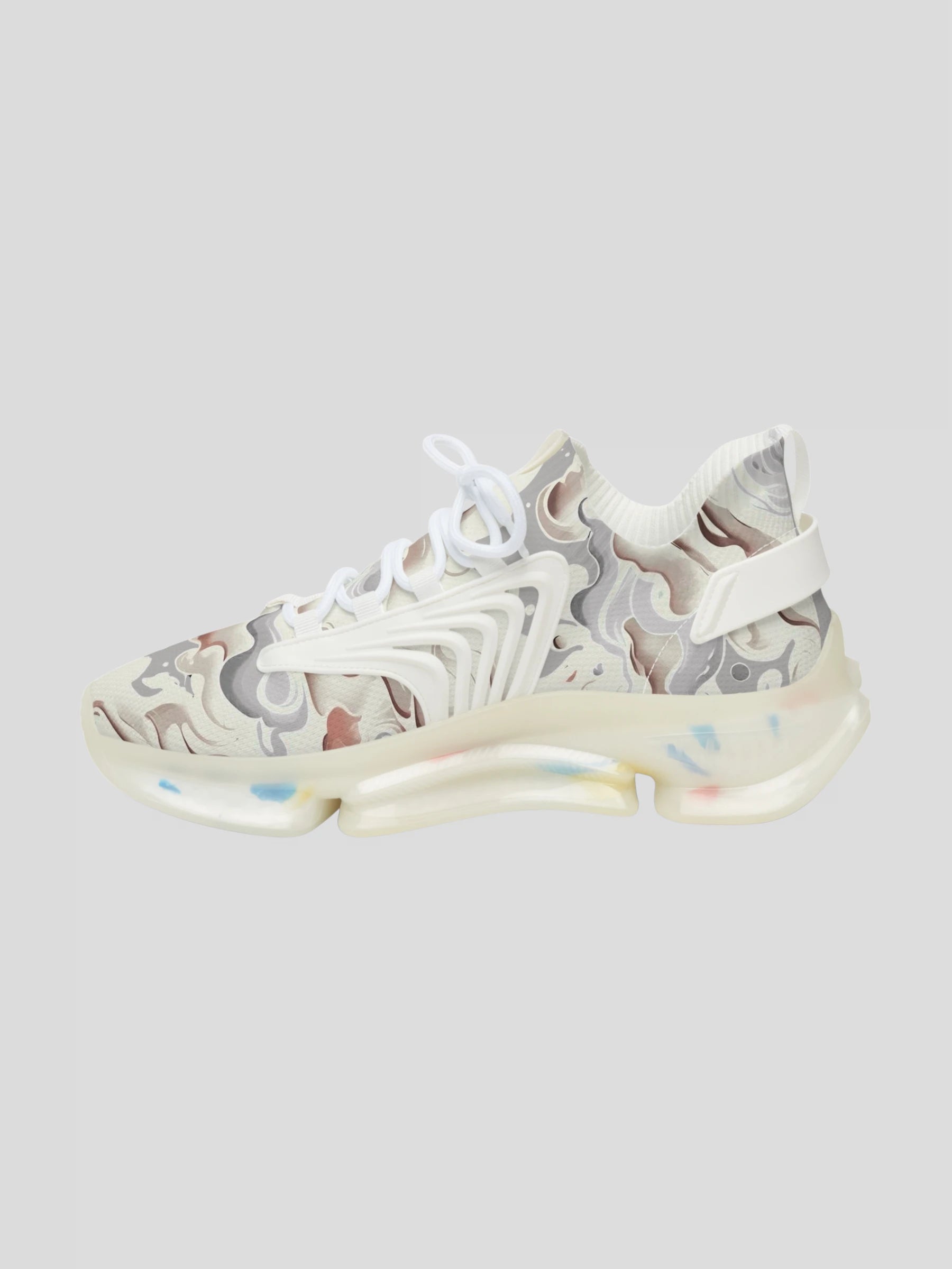 Inside right detail of WOMENS REMNANT. GHOST smoke print sneaker