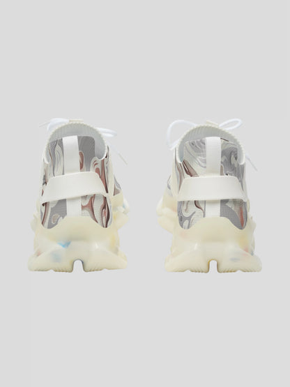 Back angle of WOMENS REMNANT. GHOST sneaker with clean minimal smoke pattern