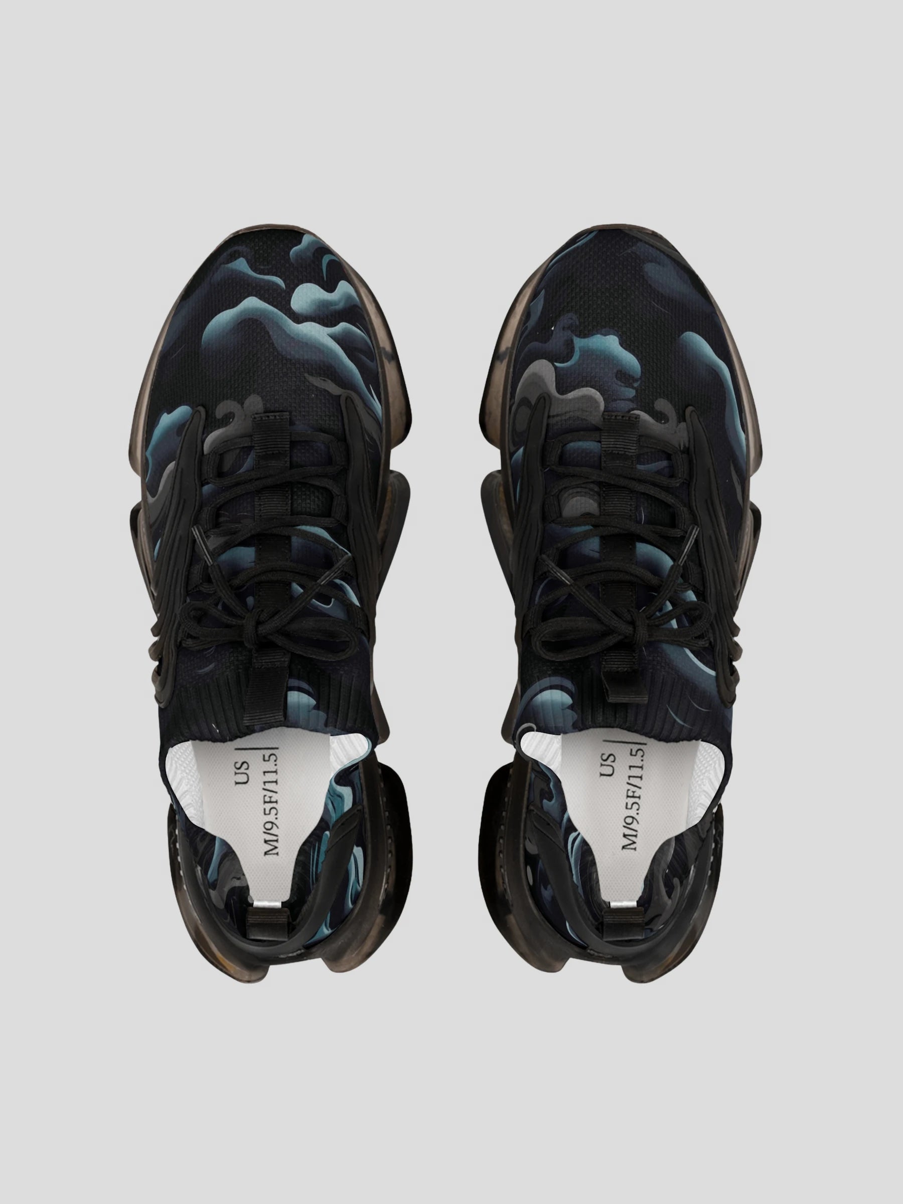 Top view of WOMENS REMNANT. PHANTOM smoke print sneaker highlighting mesh upper and laces