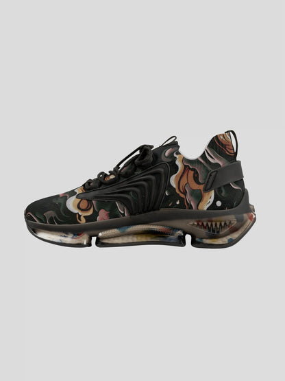 Inside right detail WOMENS REMNANT. RIFT sneaker with green-brown gradient smoke print